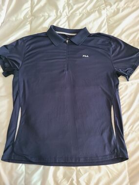 FILA Navy and White Athletic Polo with Logo